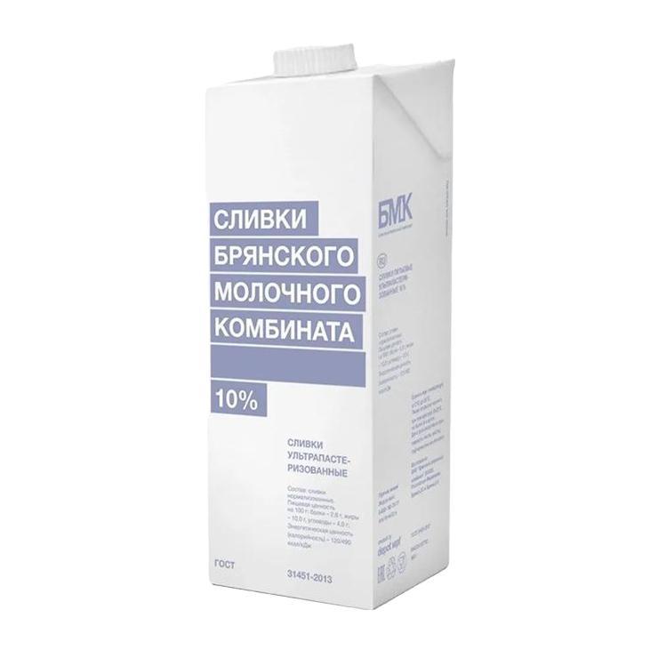 Сливки ультрапастеризованные 10% БМК, 1 л., тетра-пак