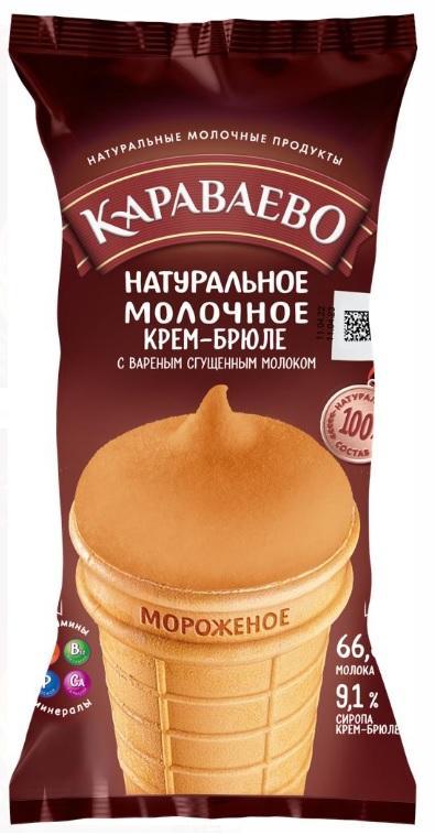 Мороженое Караваево молочное Крем-Брюле сгущ млк 75 гр., флоу-пак