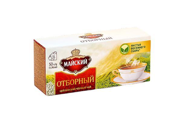 Чай черный Майский Отборный 25 пакетиков 50 гр., картон