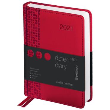 Ежедневник датированный 2021г., А6, 184л., кожзам, Berlingo Vivella Prestige, красный