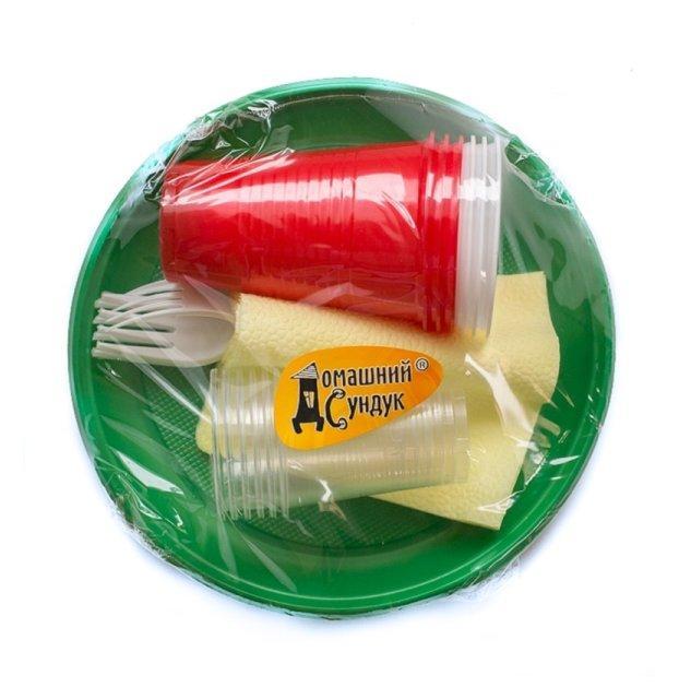 Набор для пикника №2 со стопками на 6 персон Домашний сундук, пластиковый пакет