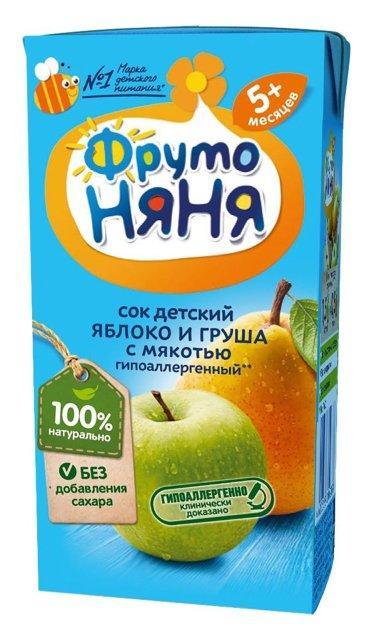 Сок Фруто Няня яблоко-груша с мякотью 200 мл., тетра-пак