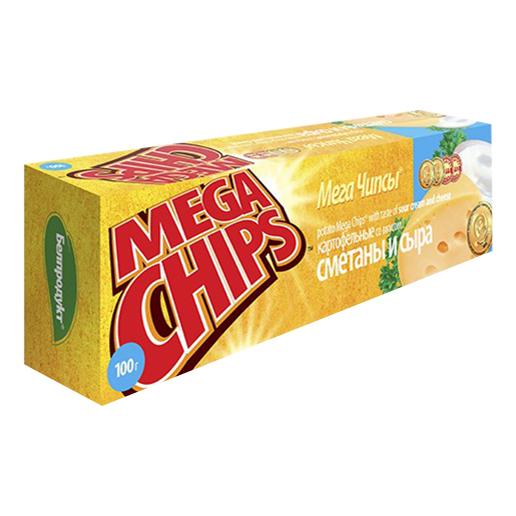 Чипсы картофельные Mega Chips сметана и сыр 200 гр., картон