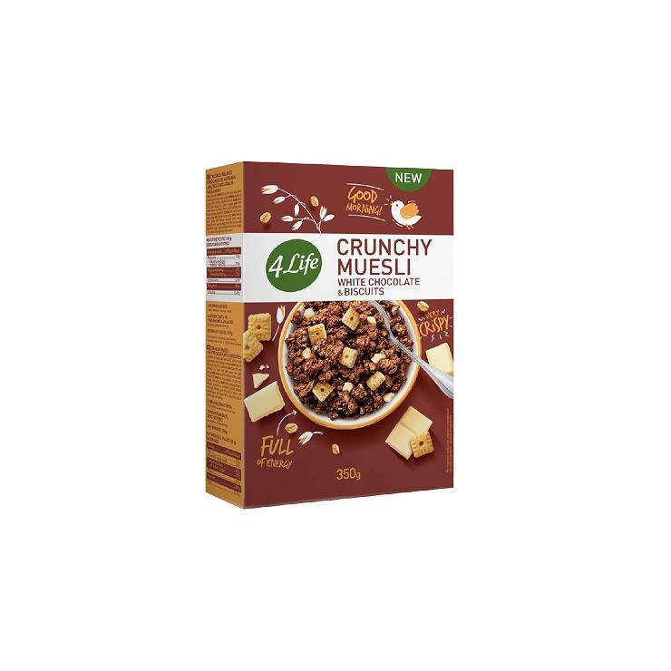 Мюсли 4Life white chocolate biscuits 350 гр., картон
