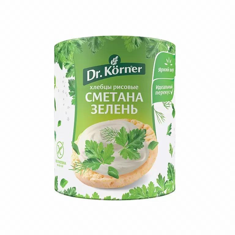 Хлебцы Dr. Korner рисовые со сметаной и зеленью 80 гр., флоу-пак