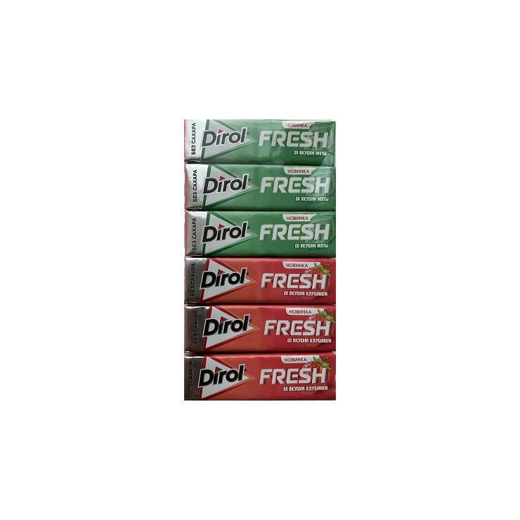 Резинка жевательная Dirol fresh со вкусом мяты и клубники ассорти 81,6 гр., бумага