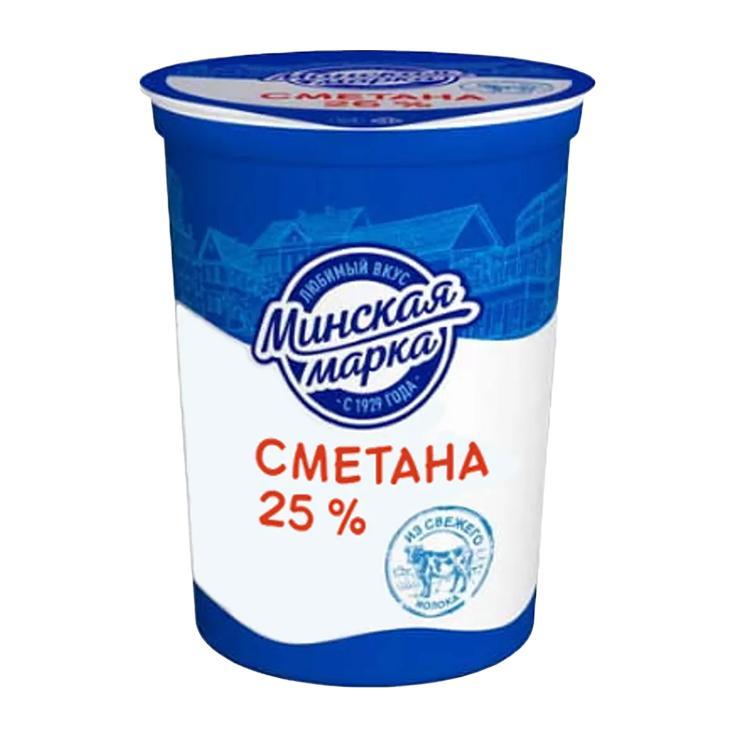 Сметана Минская Марка 25% 380 гр., стакан