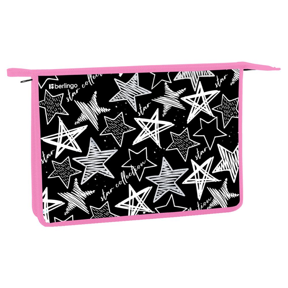 Папка для тетрадей Berlingo Glossy stars А4 1 отделение 340 х 245 х 40 мм пластиковая на молнии., пакет