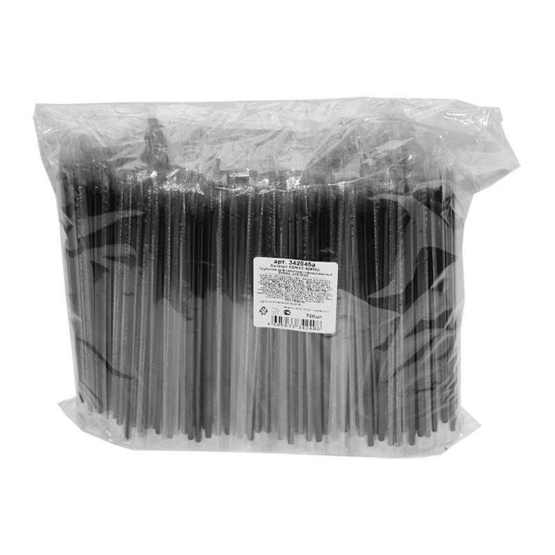 Трубочки для коктейля d 5 мм., 210 мм., черные, ПП, 700 шт., пластиковый пакет