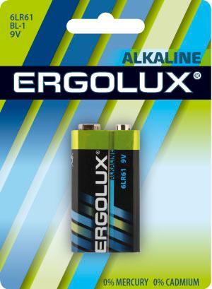 Батарейка Ergolux 6LR61 BL-1 Alkaline 9В 1 шт., блистер