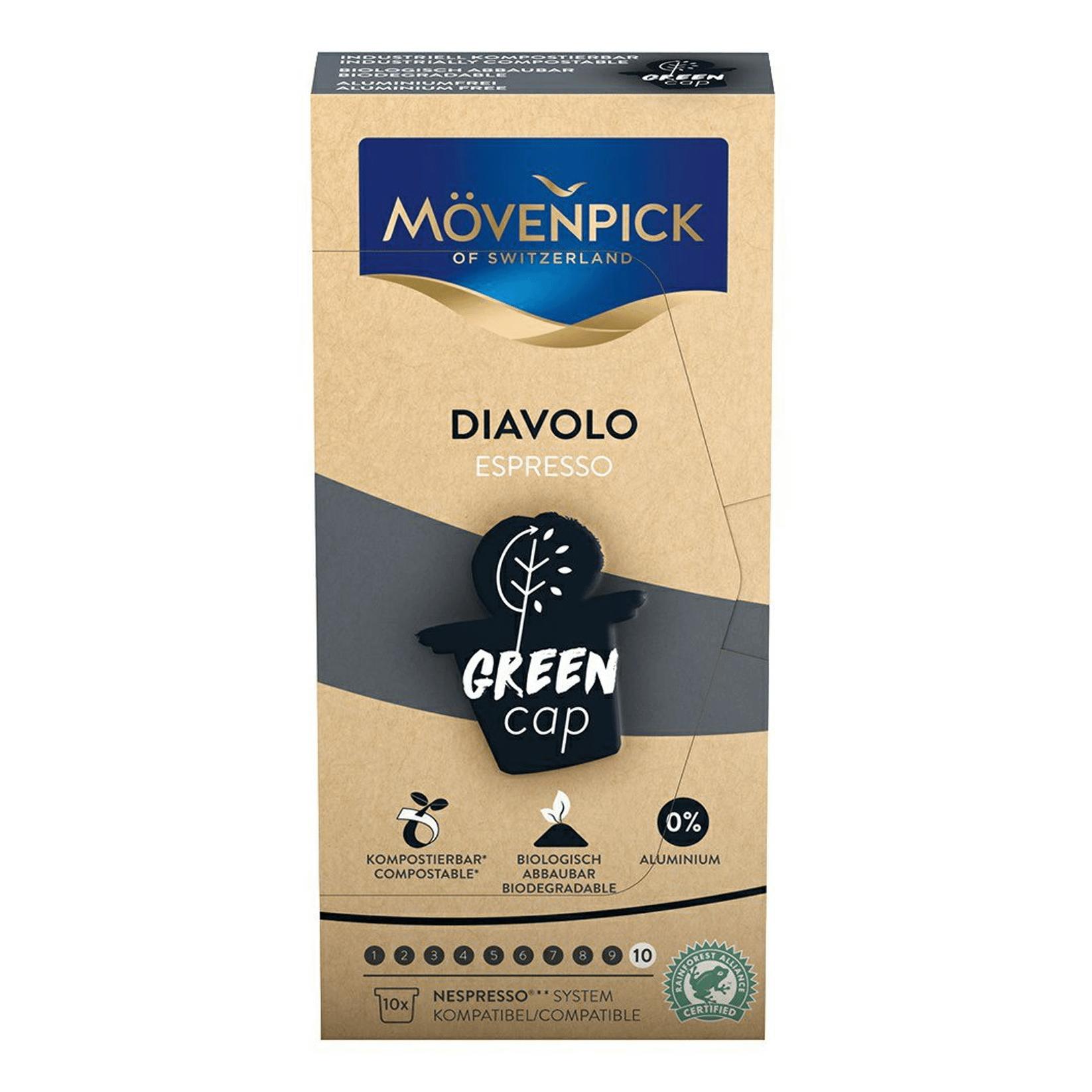 Кофе Movenpick Espresso Diavolo Green Cap 10 капсул по 5,8г, картон