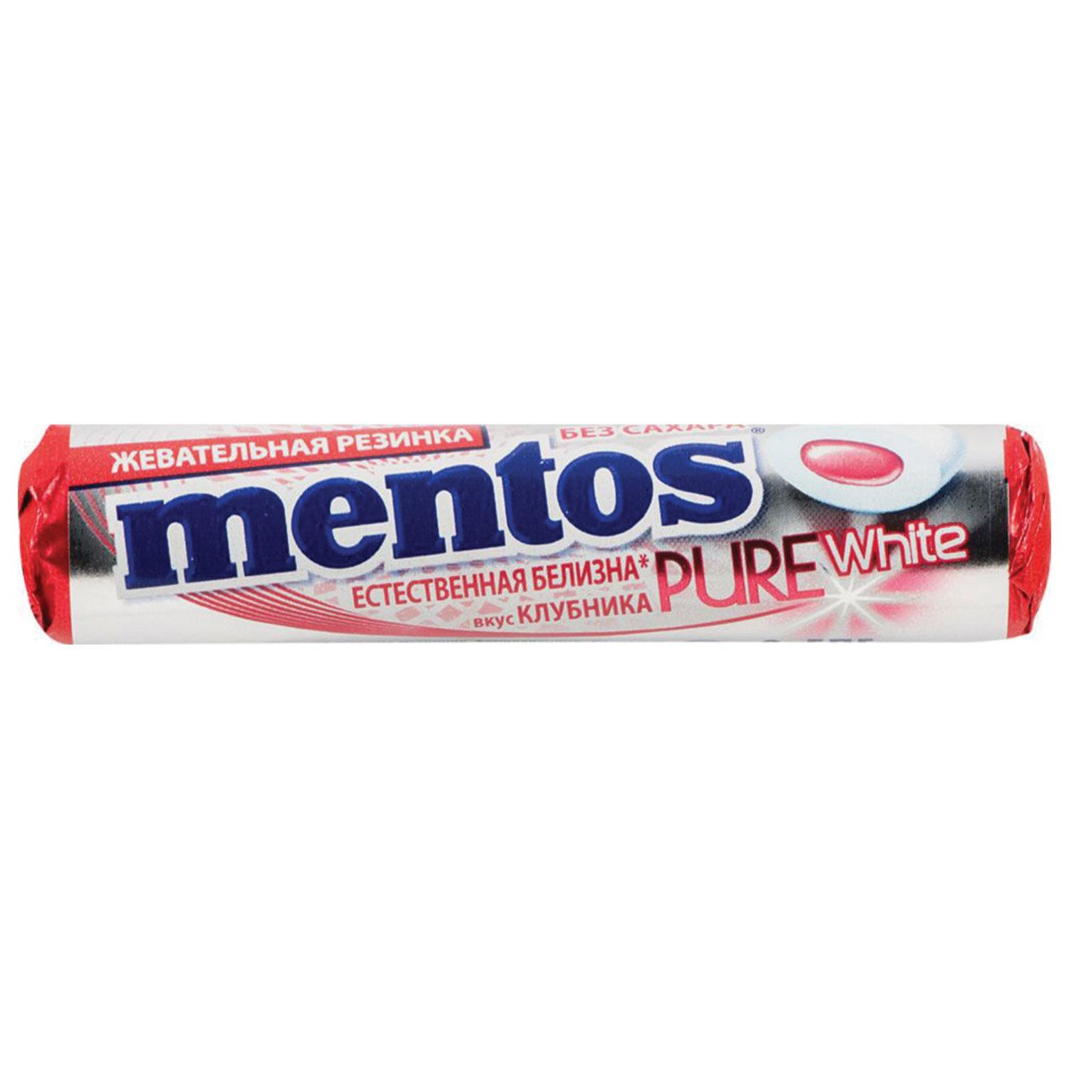 Жевательная резинка Mentos Pure White Клубника15.5 гр., обертка