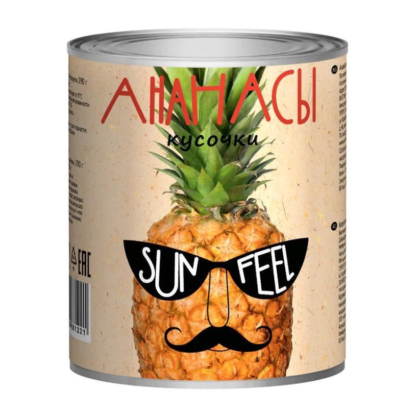 Ананасы Sunfeel кусочки 580 мл., ж/б