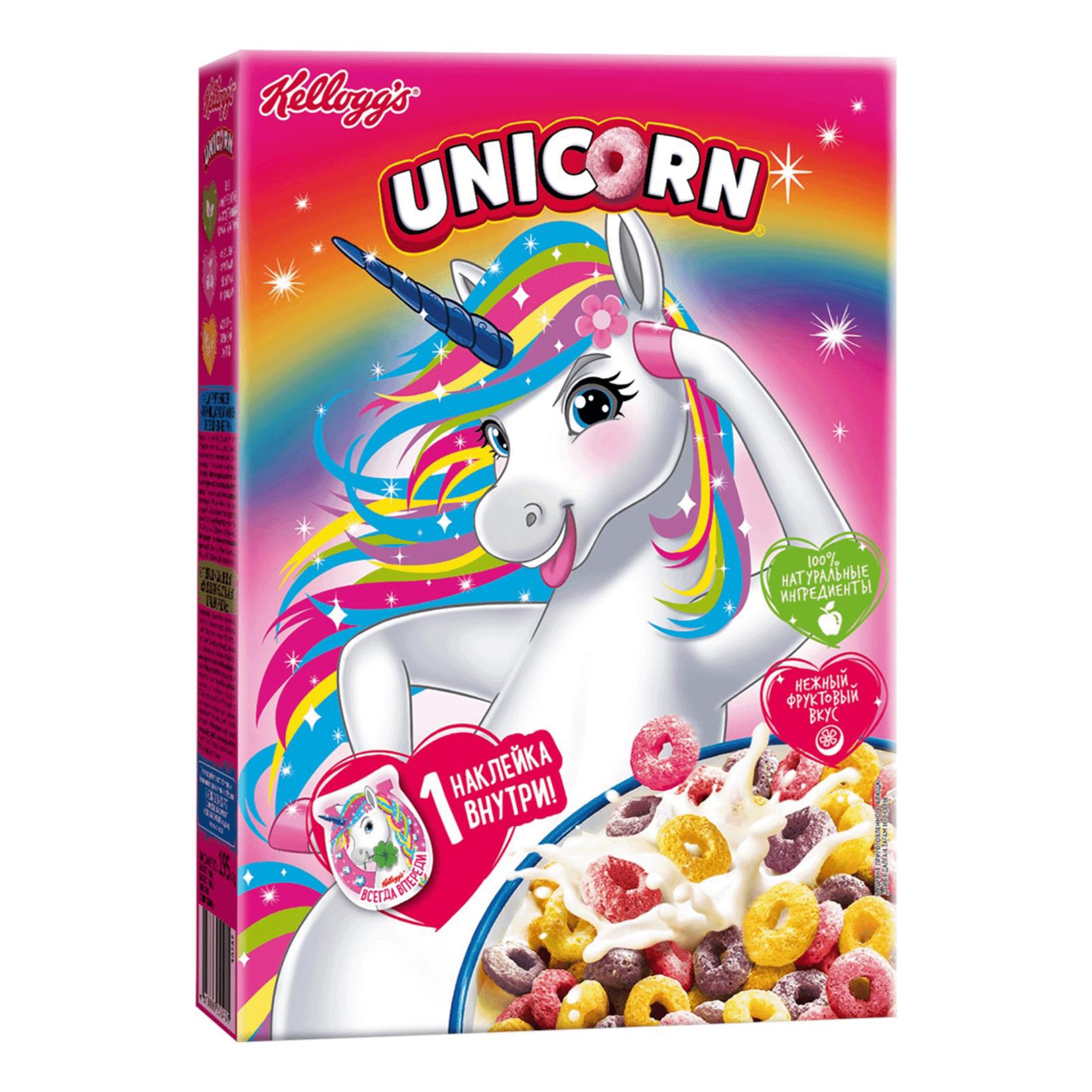 Сухой завтрак UNICORN Радужные колечки с фруктовым вкусом 375 гр., картон