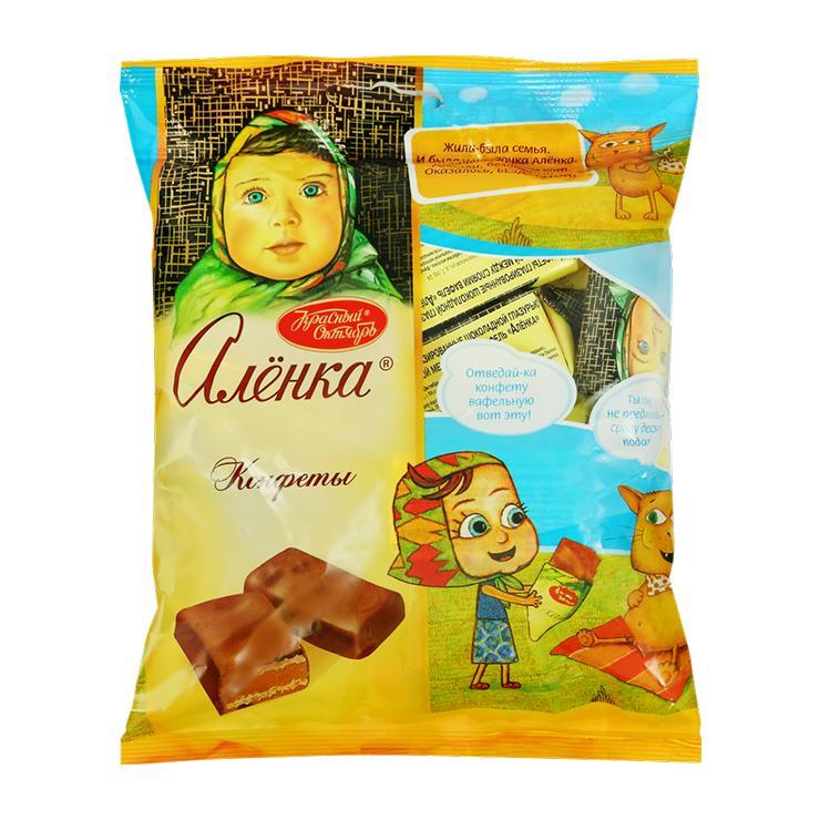 Конфеты Алёнка c вафельной начинкой в шоколадной глазури 250 гр., флоу-пак