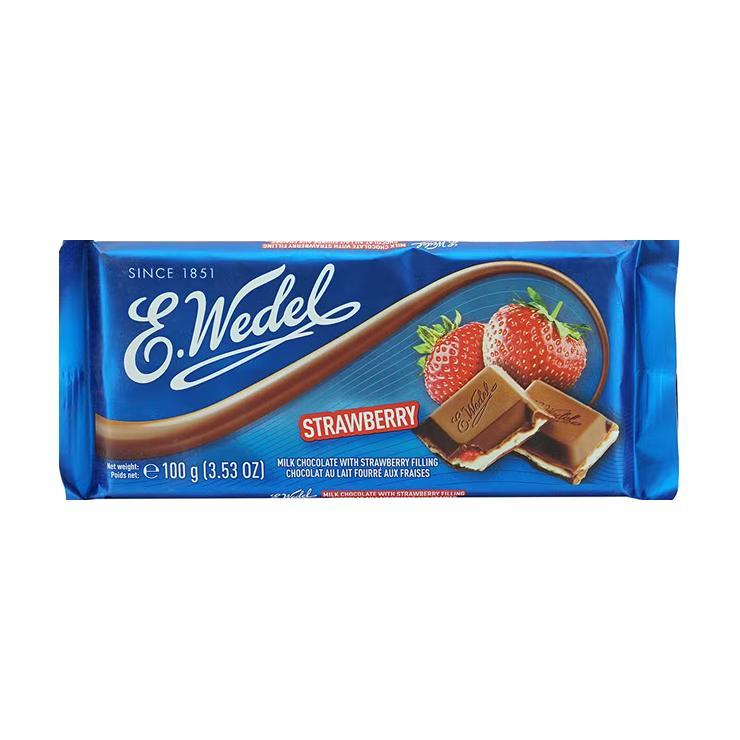 Шоколад E.WEDEL молочный с клубничной начинкой 100 гр., флоу-пак