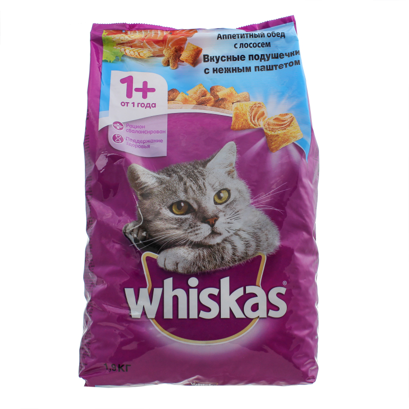 Whiskas Сухой корм для кошек аппетит обед лосось 1.9кг