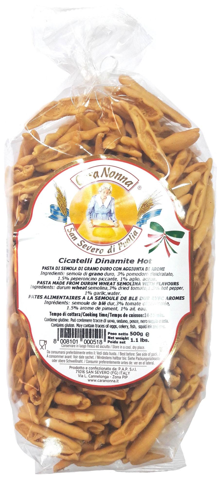 Паста Cara Nonna CICATELLI Dinamit Hot (острый перец), (сделана вручную), 500 гр., пластиковый пакет