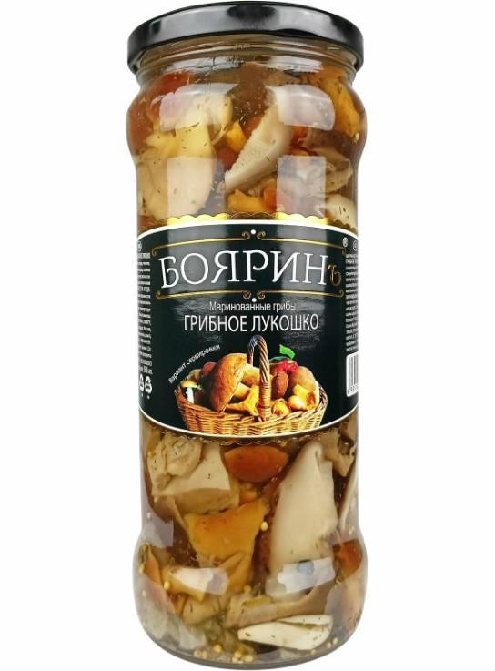 Грибы Бояринъ Грибное лукошко маринованные ассорти 580 мл., стекло
