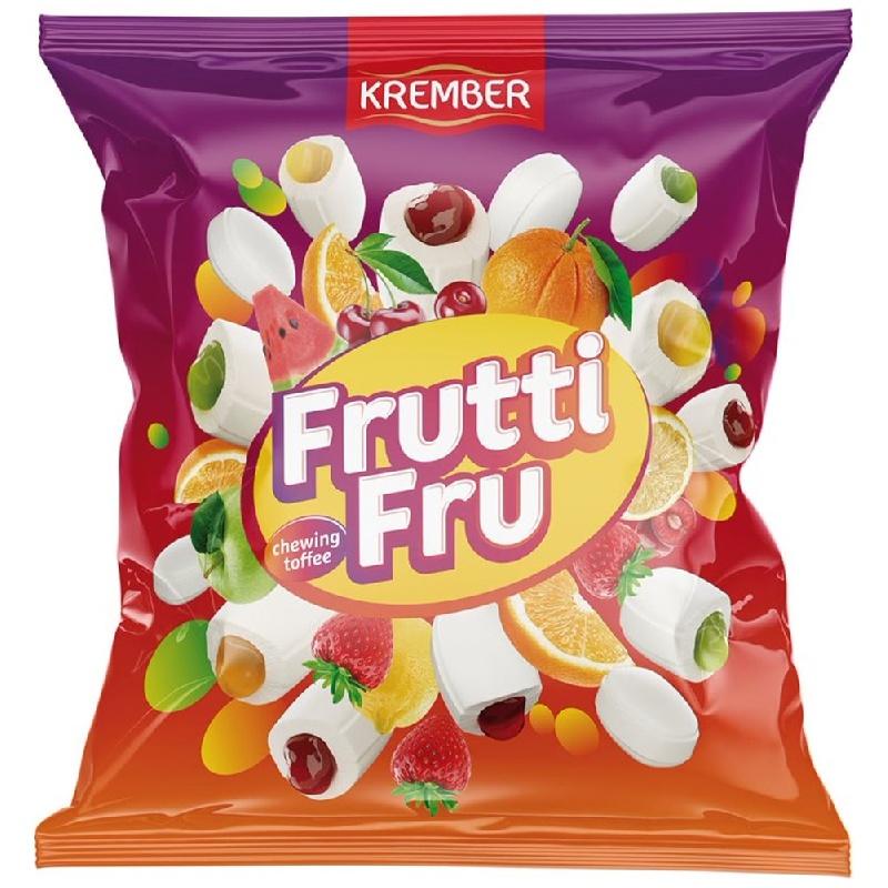 Конфеты KREMBER FRUTTI FRU жевательные с фруктовой начинкой  900 гр., флоу-пак