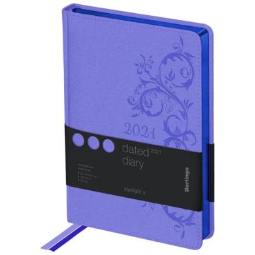 Ежедневник датированный 2021г., А5, 184л., кожзам, Berlingo Starlight S, металлик срез, фиолетовы