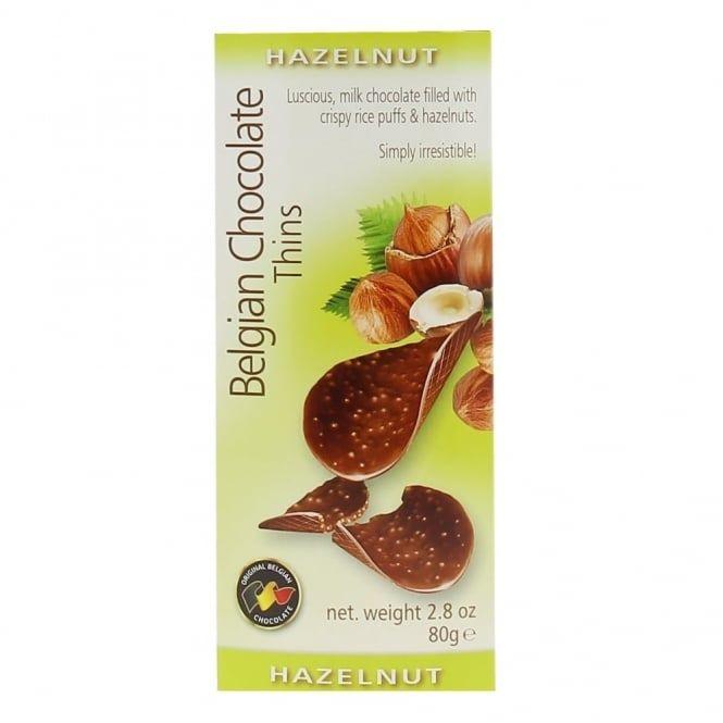 Шоколадные чипсы Chocolate thins Hazelnut, Belgian Choсolate, 80 гр., картон