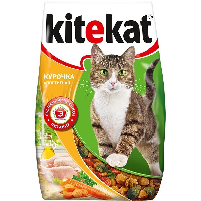 Корм Kitekat сухой для кошек аппетитная курочка, 800 гр., пакет