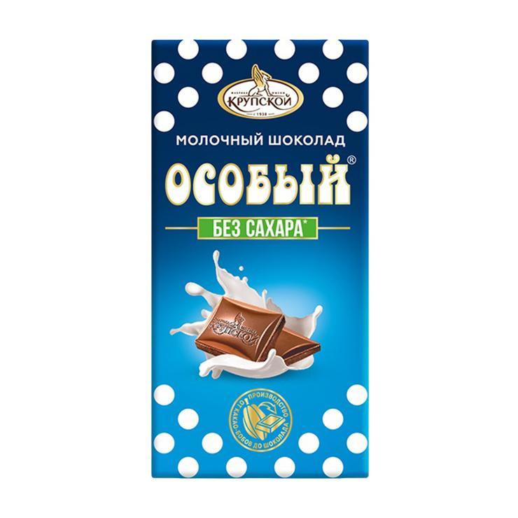 Шоколад КФ им. Крупской Особый молочный без добавления сахара 50 гр., обертка