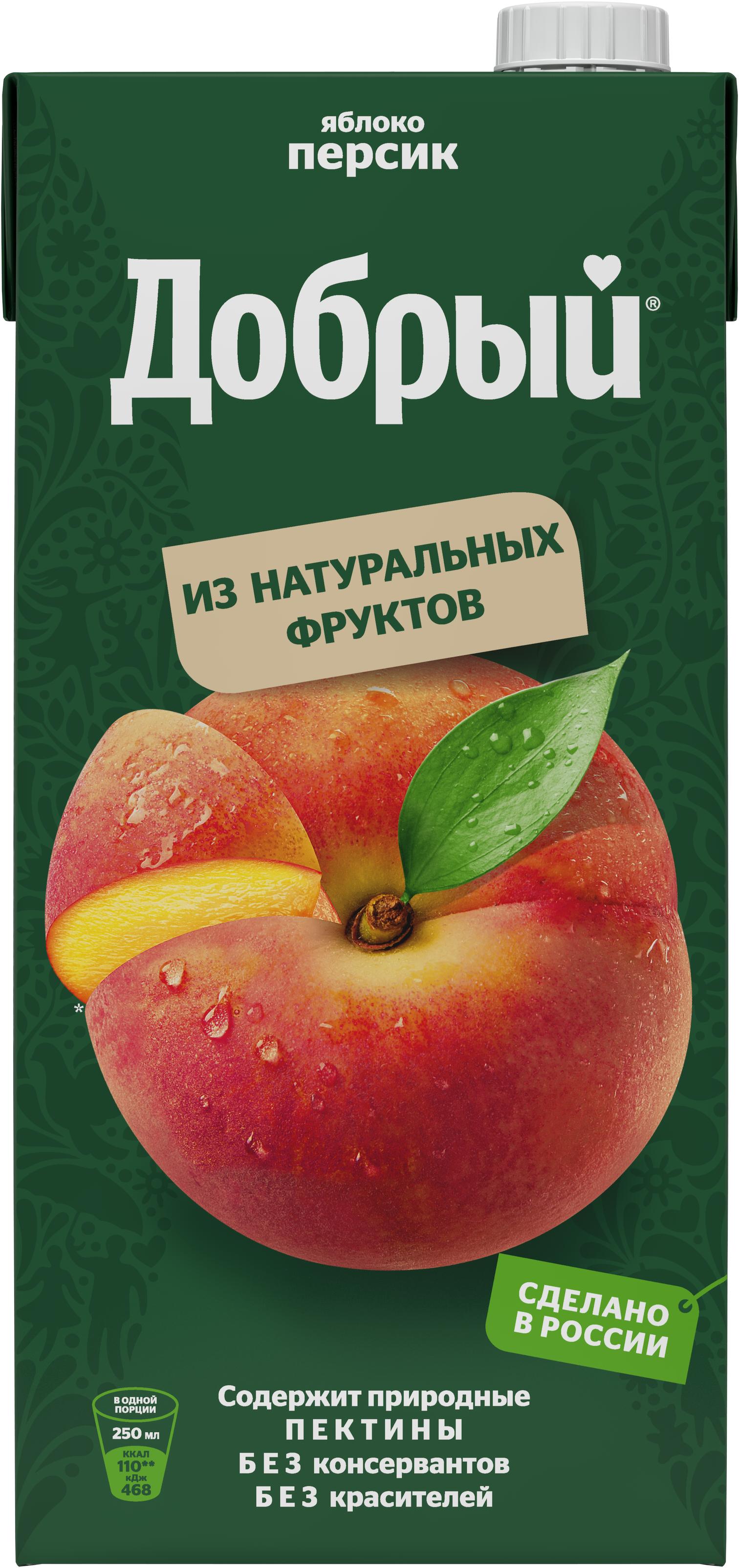Напиток сокосодержащий Добрый яблочно персиковый 2 л., тетра-пак