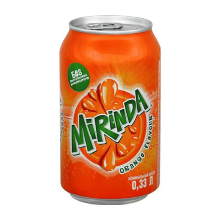 Напиток газированный Mirinda апельсин Дания 330 мл., ж/б