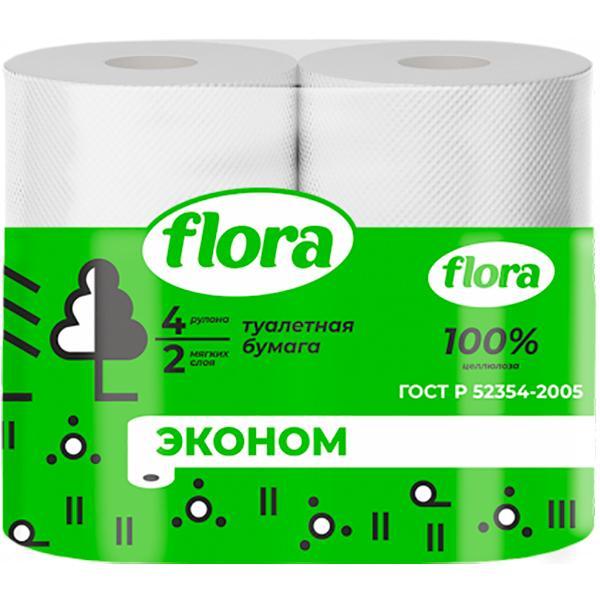 Туалетная бумага Flora Классическая 4 шт., пленка