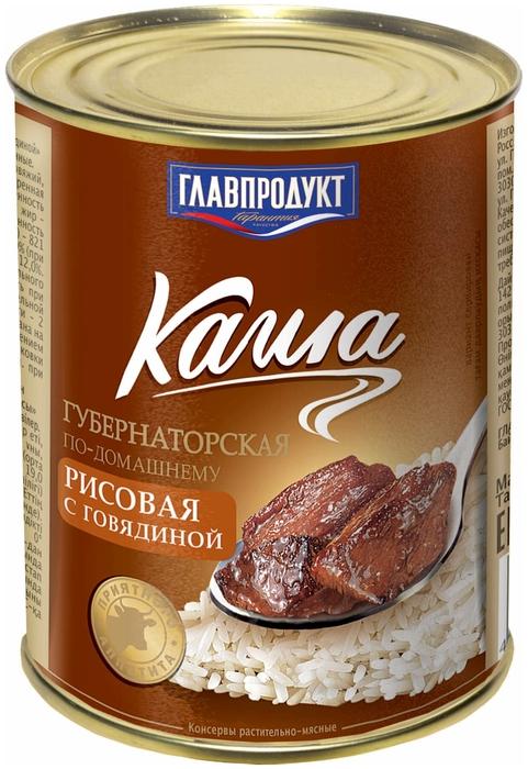Каша Главпродукт рисовая с говядиной 340 гр., ж/б