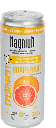 Напиток газированный MagniuM грейпфрут функциональный без сахара 330 мл., ж/б