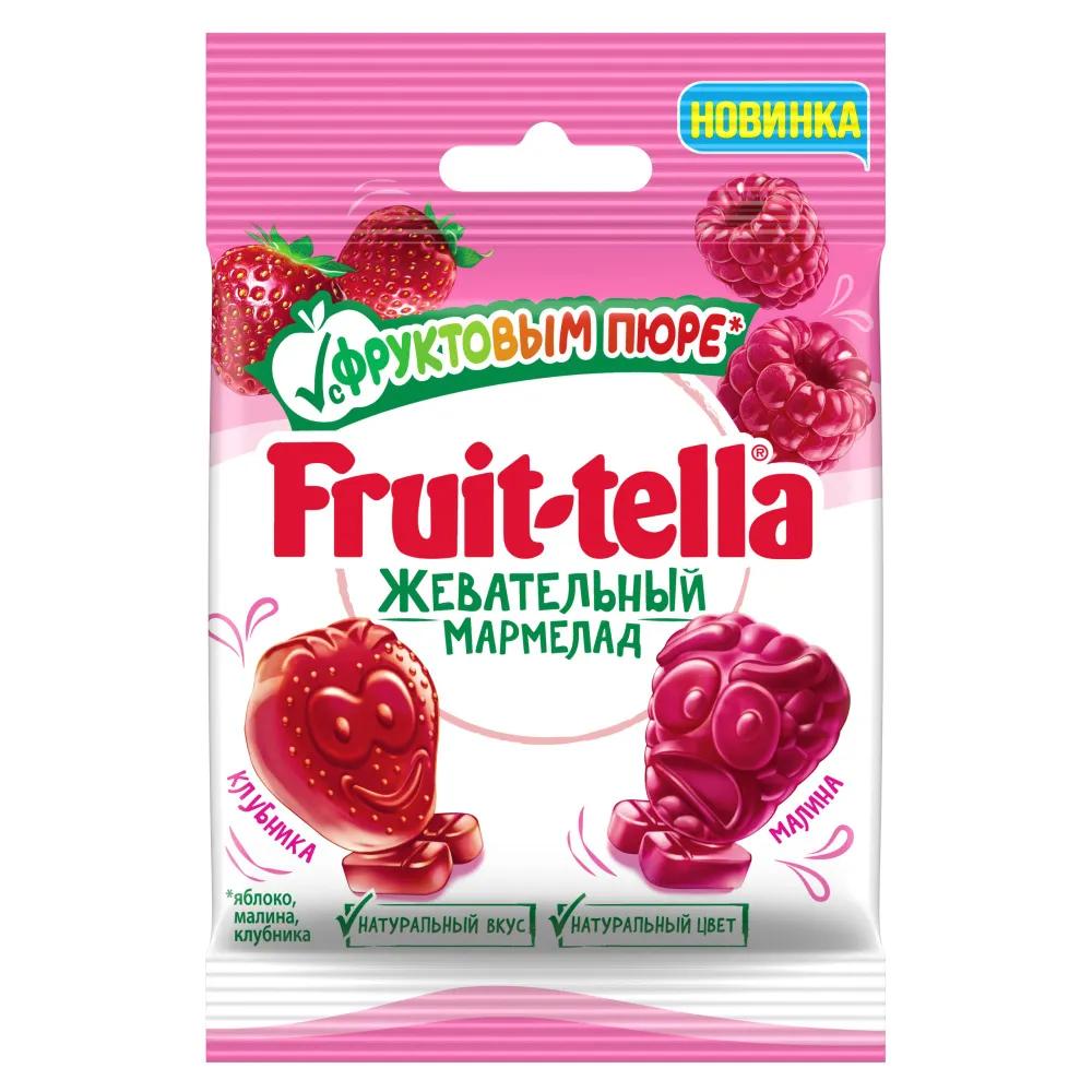 Мармелад жевательный Fruit-tella с фруктовым пюре вкус клубника малина 36 гр., флоу-пак