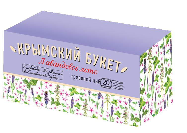 Чай Крымский букет Лавандовое лето травяной 20 пакетиков, 30 гр., картон