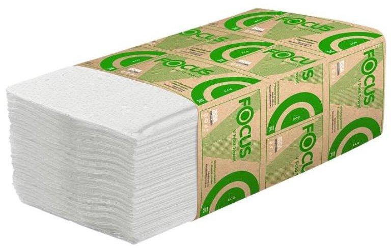 Полотенца бумажные Focus двухслойные V-сложения белые 23*20,5см 200 листов., полиэтилен