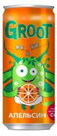 Напиток Groot  газированный безалкогольный апельсин, 330 мл., ж/б