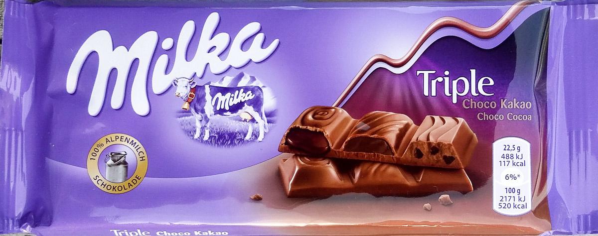 Шоколад Milka Triple Caramel, 90 гр., флоу-пак