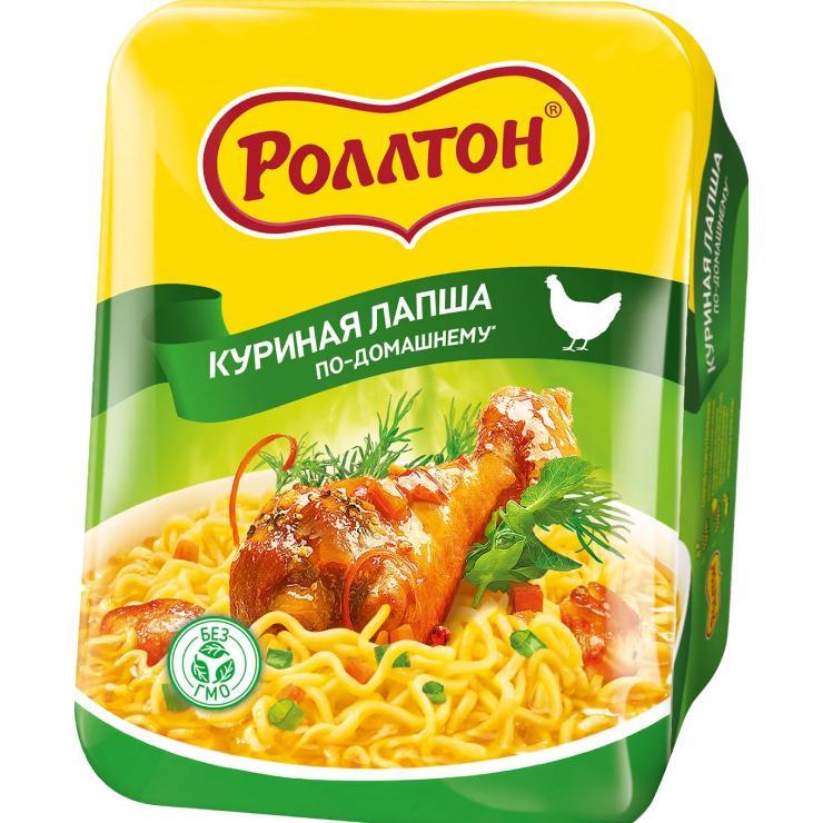 Лапша быстрого приготовления Роллтон по-домашнему курица 90 гр., лоток