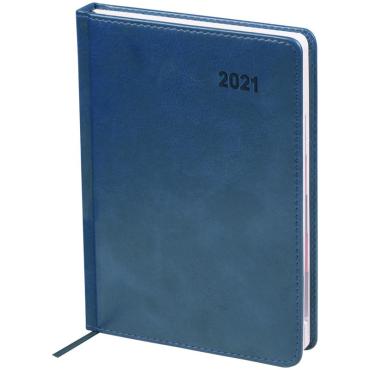 Ежедневник датированный 2021г. с вырубкой, A5, 176л., кожзам, OfficeSpace Vesper Index, синий