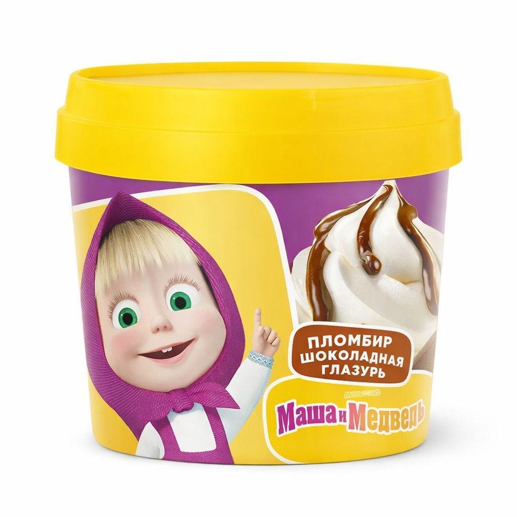 Мороженое Маша и Медведь пломбир с шоколадной глазурью 60 гр., стакан