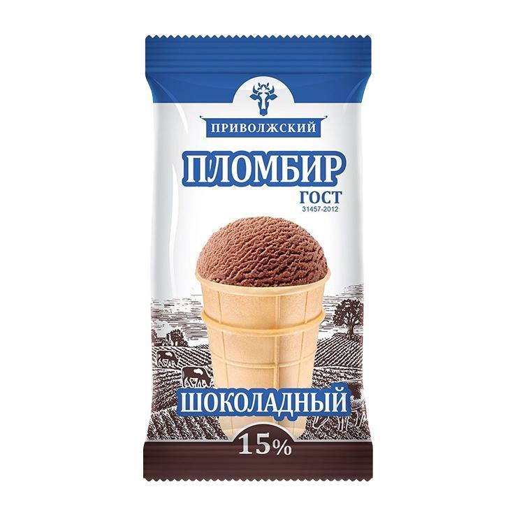 Мороженое пломбир ДАВАЙС Приволжский шоколадный стакан 15% 90 гр., флоу-пак