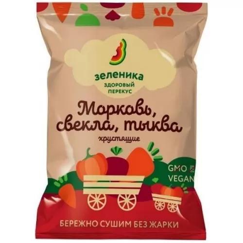 Перекус Зеленика здоровый из моркови свеклы и тыквы, 30 гр., флоу-пак