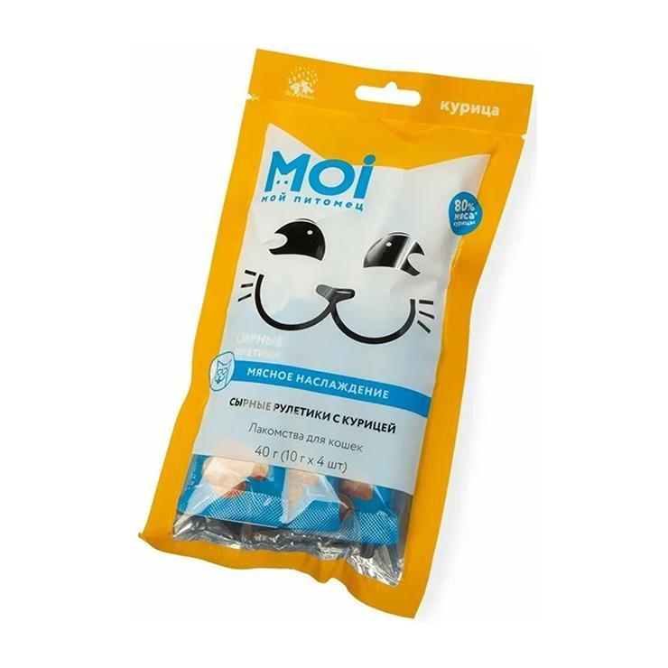 Лакомство для кошек MOI сырные рулетики с курицей 10 гр., пакет