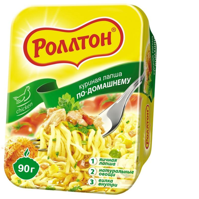 Лапша быстрого приготовления Роллтон по-домашнему с курицей 90 гр., лоток