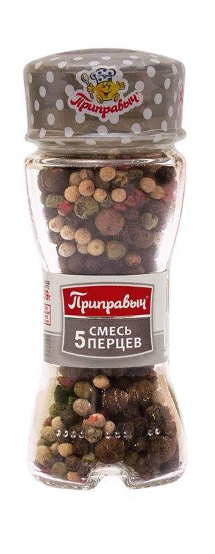 Приправа Приправыч смесь 5 перцев баночка солонка, 39 гр., стекло