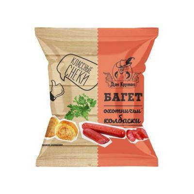 Сухарики Дон Крутон багетные со вкусом охотничьих колбасок, 60 гр., флоу-пак