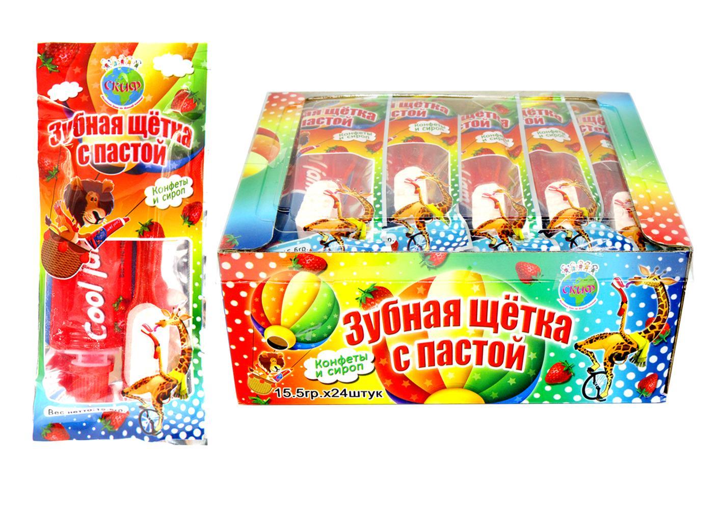 Конфета Скиф зубная паста с щеткой,15 гр., флоу-пак