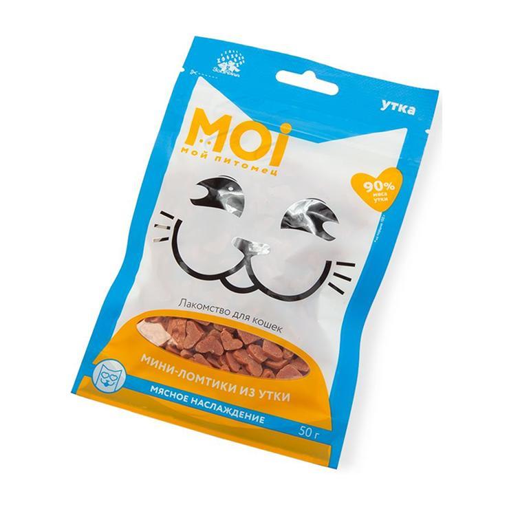 Лакомство для кошек MOI мини-ломтики в форме сердечка из утки 50 гр., пакет