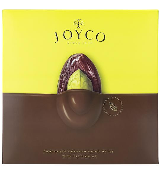 Шоколадные конфеты Joyco Сухофрукт финика в шоколаде с фисташкой 190 гр., картон